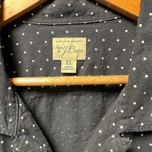 J.Crew Navy Blue Polka Dot Shirt XL